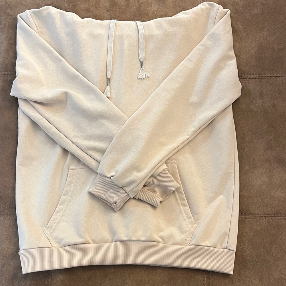 Cream Hoodie with Front Pocket